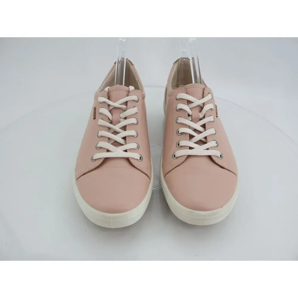 Ecco Women's Soft 7 Sneaker Size 43 12 Pink Blush Leather Lace Up Shoes Comfy